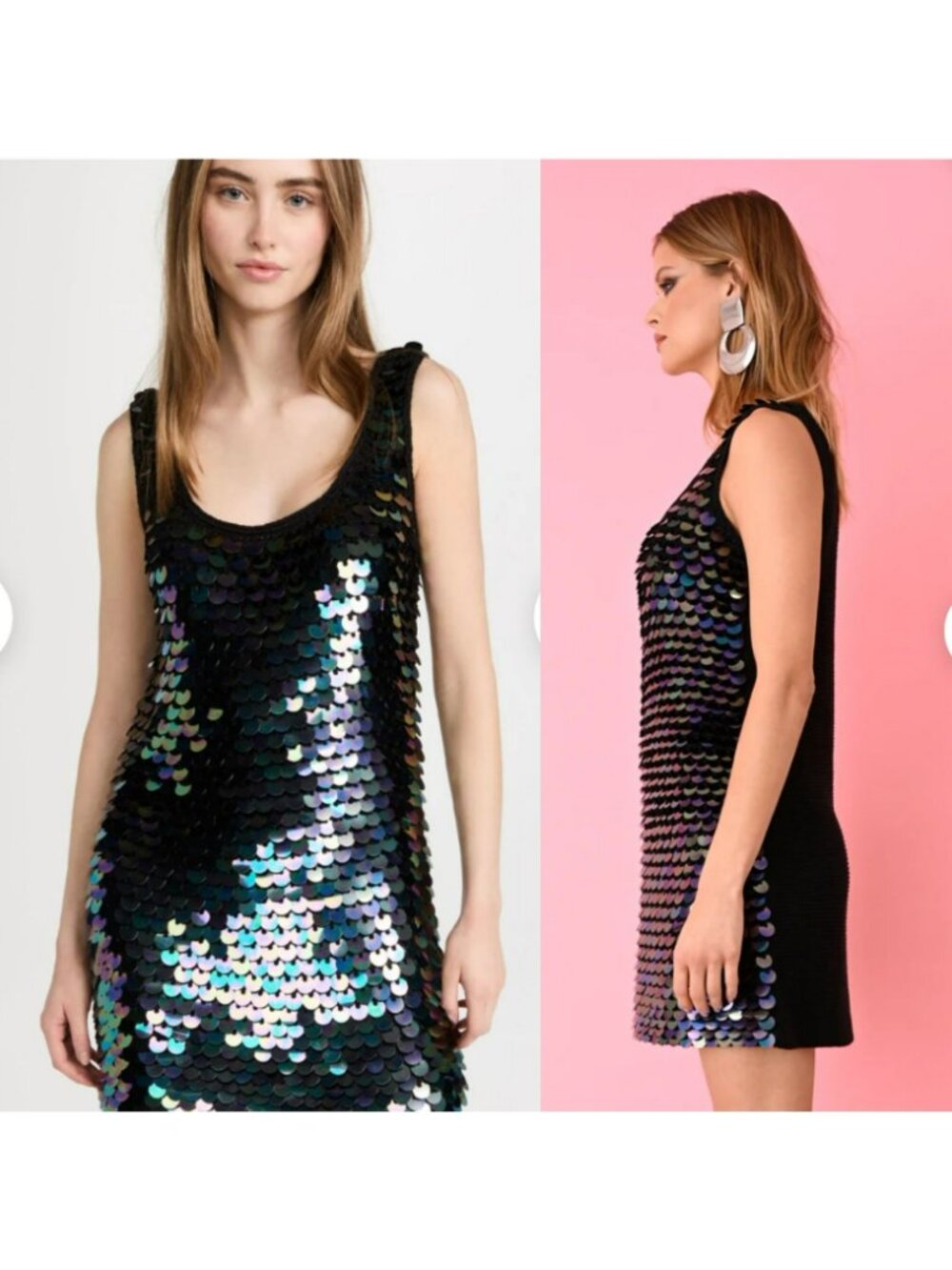 JoosTricot $695 Black Oil Slick Sequin Crochet Mini Rave Dress Retro Y2K Mermaid - Picture 11 of 11